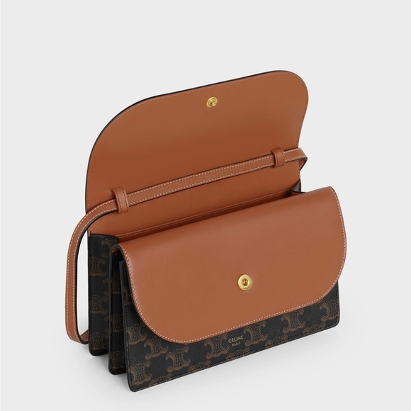 Celine WALLET ON STRAP IN TRIOMPHE CANVAS AND SMOOTH LAMBSKIN - Picture 8 of 10